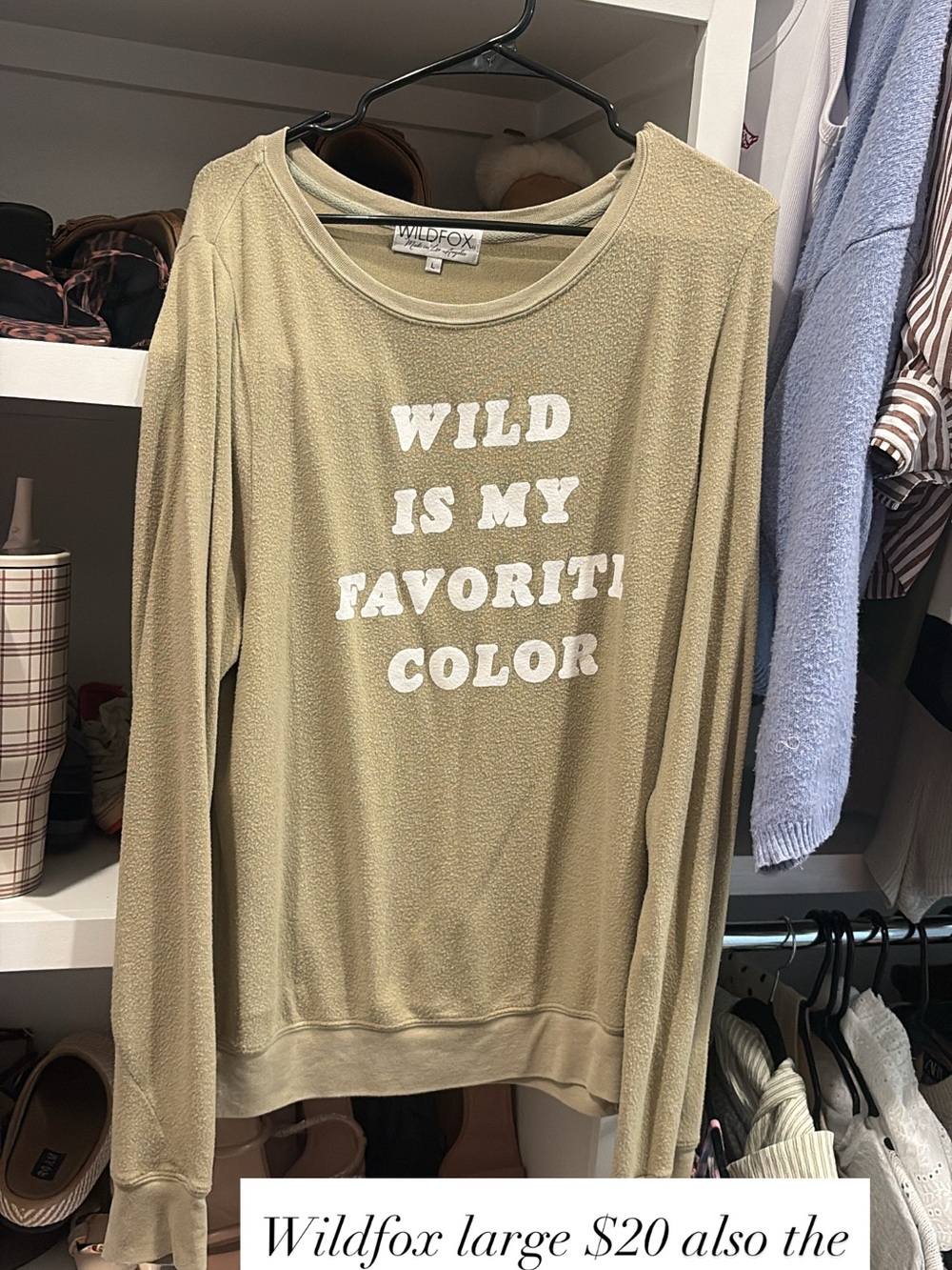 Wildfox Cream Graphic Long Sleeve Sweatshirt - White Text